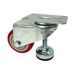 Bánh Xe Kèm Chân Tăng Chỉnh Đỏ Mận (7.5cm) – Quay | Cơ Khí Nemo