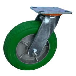 Bánh xe cao su xanh cốt nhôm 20cm càng xoay - Cơ Khí Nemo