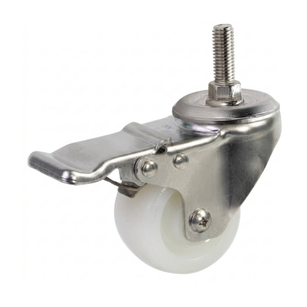 Bánh xe Inox 304 PA Nylon tải nhẹ 5cm cọc vít có khóa - Cơ Khí Nemo
