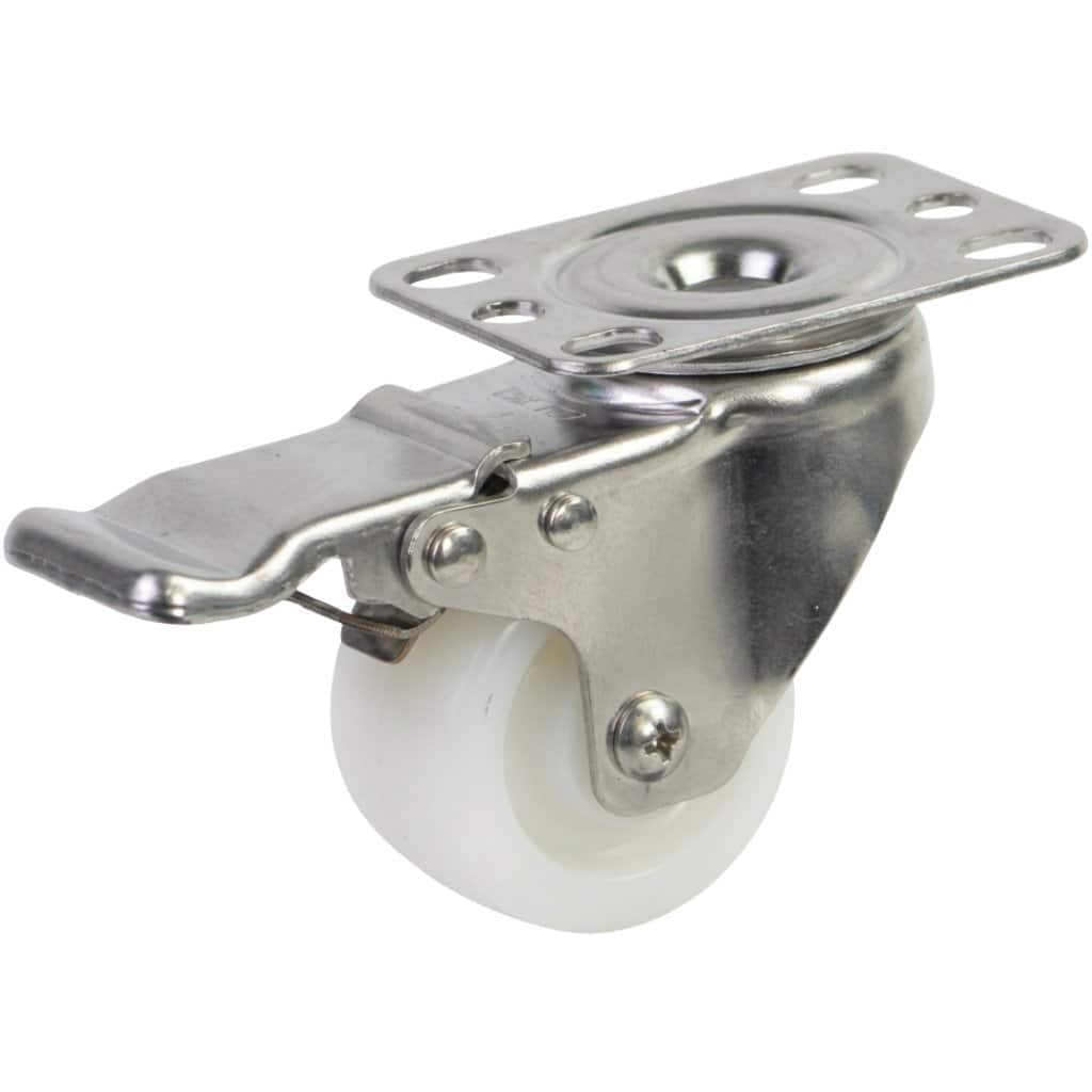 Bánh xe Inox 304 PA Nylon tải nhẹ 5cm càng xoay có khóa - Cơ Khí Nemo