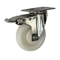 Bánh xe Inox 304 PA Nylon tải trung càng xoay có khóa - Cơ Khí Nemo