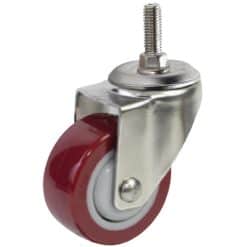 Bánh xe Inox 304 PU đỏ mận tải trung cọc vít quay - Cơ Khí Nemo