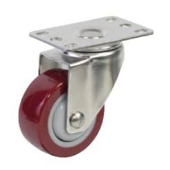 Bánh xe Inox 304 PU đỏ mận tải trung càng xoay - Cơ Khí Nemo
