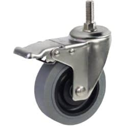 Bánh xe Inox 304 TPR chống tĩnh điện ESD cọc vít có khóa - Cơ Khí Nemo