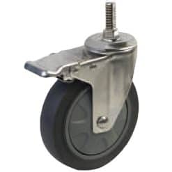 Bánh xe Inox 304 TPR xám tải trung cọc vít có khóa - Cơ Khí Nemo