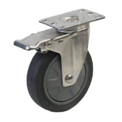 Bánh xe Inox 304 TPR xám tải trung càng xoay có khóa - Cơ Khí Nemo