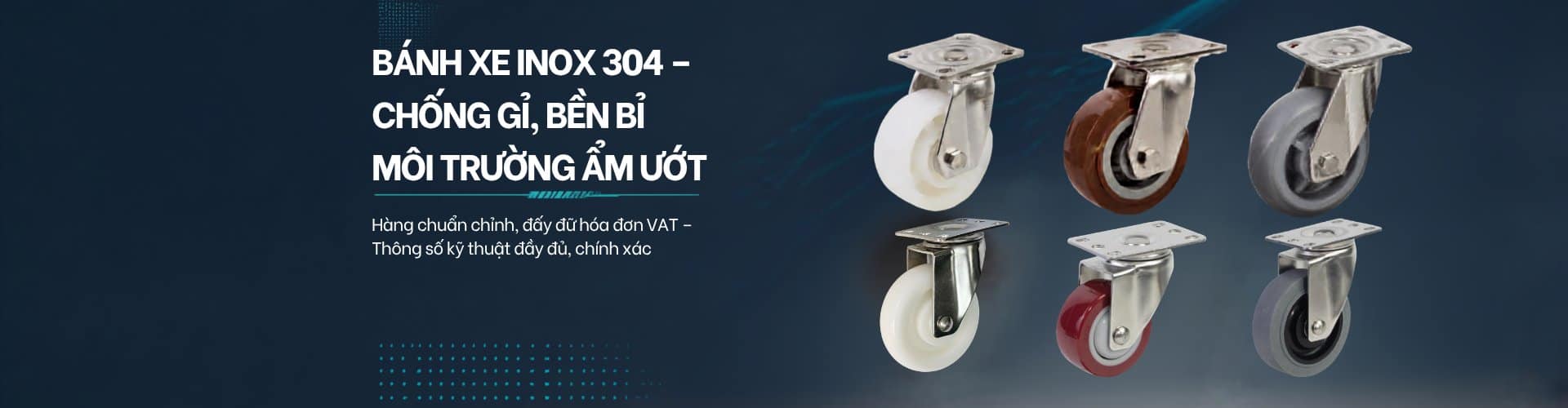 Bánh xe đẩy hàng Inox 304 chống gỉ — Cơ Khí Nemo