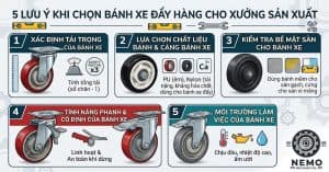 5 lưu ý khi chọn bánh xe đẩy hàng cho xưởng sản xuất - Cơ Khí Nemo