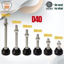 Chân tăng chỉnh đế nhựa Inox 304 đường kính đế 40mm - Cơ Khí Nemo